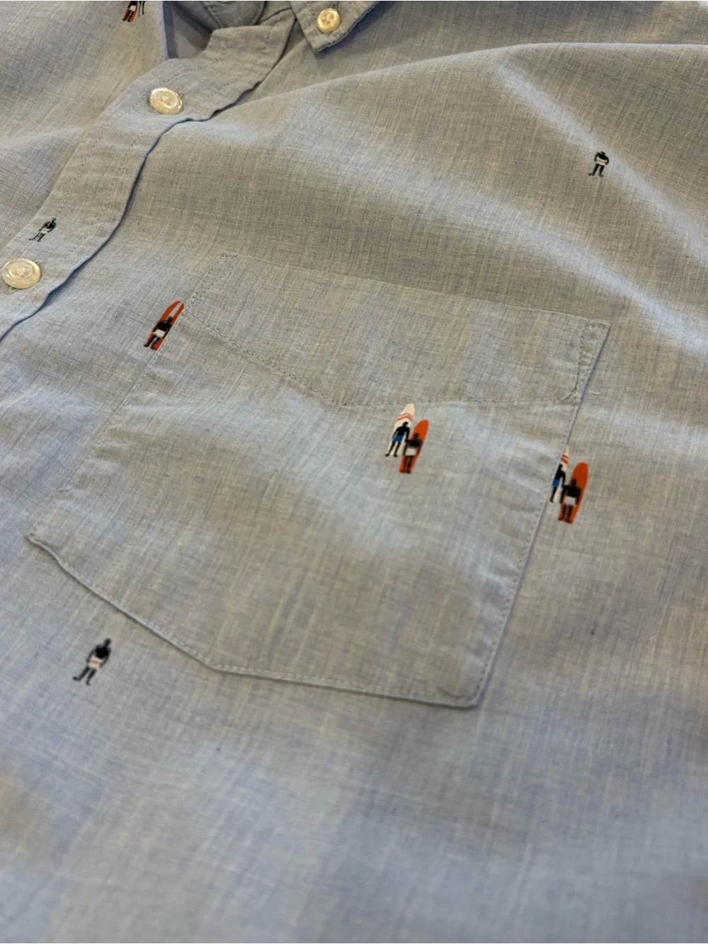 Banana Republic Luxe Poplin Surf Print Button Down Shirt Men’s L Tall slim fit